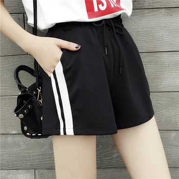 

Fashion Side Striped Women's Cotton Summer Shorts Short Pants Loose Sweatpants Casual High Waist Shorts For Jogger