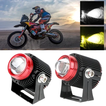 

LEEPEE Universal Auxiliary Lamp Dual Color High Low Beam LED spotlights 2PCS Motorcycle Led Headlights Small Steel Cannon Lights
