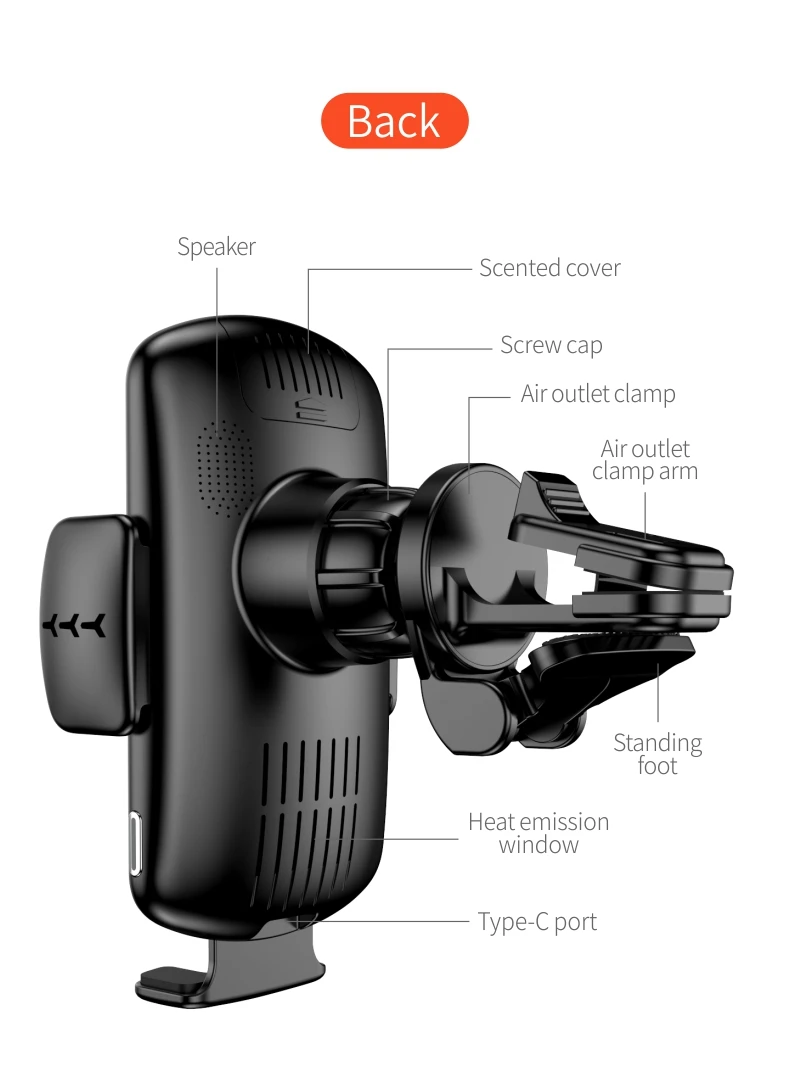 QCY 15W Wireless Smart Senor Car Charger for iPhone 13 12 Pro Max Fast Charging Station Car Charger Mount Air Vent Stand Charger