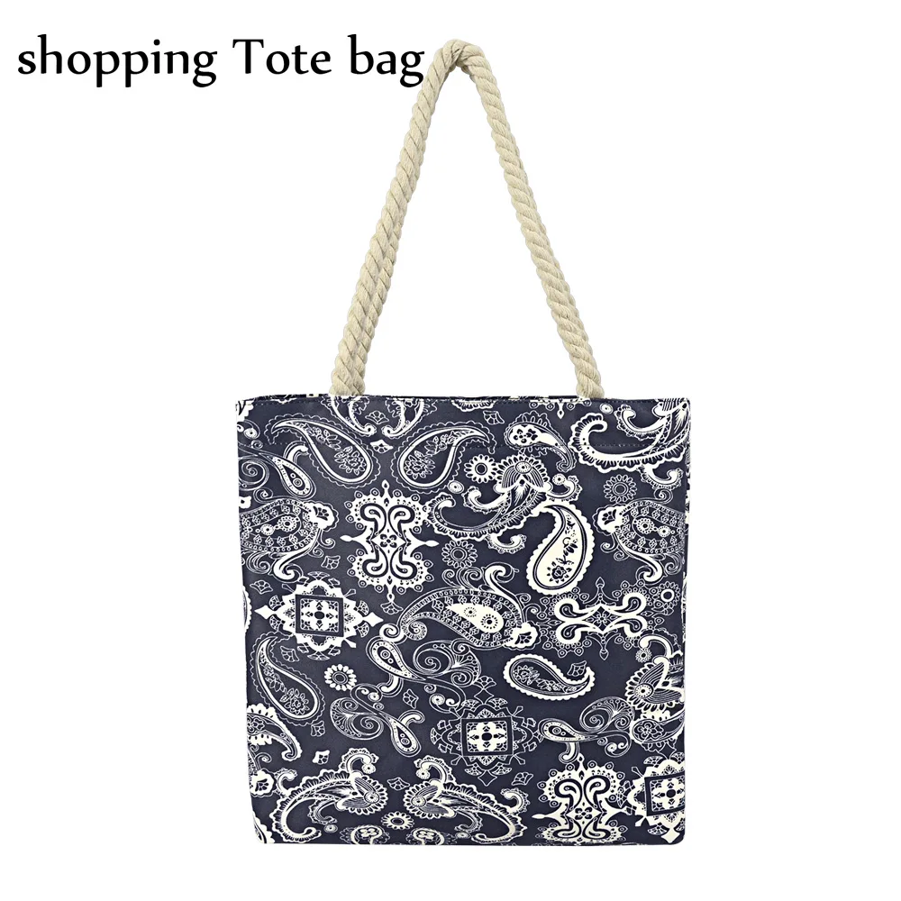

Новинка 2022, тканевая сумка из микрофибры с цветочным рисунком и веревочной ручкой, Холщовая Сумка для покупок, сумка-тоут