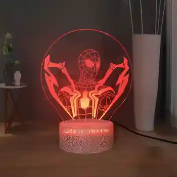 

Visual Bedside Lamp Marvel Superhero Spider-Man LED Child Sleep Night Light RGB 7colorful Table Lamp USB Touching Desk Lamp Gift