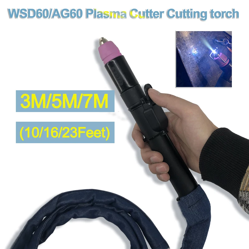 US $32.80 Plasma Torch AG60 WSD60 Plasma Cutter Cutting Torch Pilot Arc 357M CUT 18mm Black straight