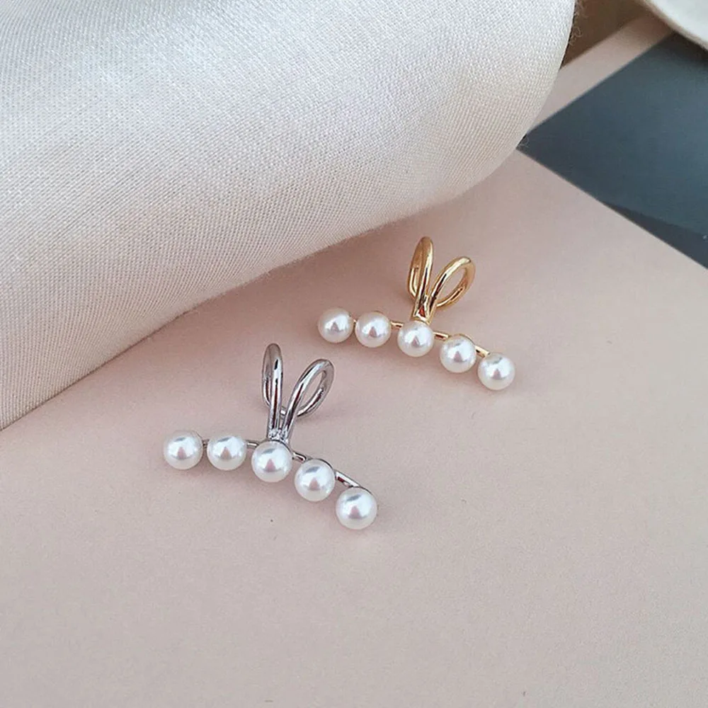 1Pcs Pearl Ear Clip Female Curved Single Painless Bone Korean Version Simple No Piercing Earrings Jewelry | Украшения и