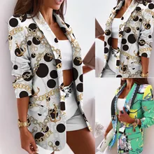 

Printed Suits Coat Women 2021 Autumn Winter Fashion Elegant Slim Sports Long Sleeved Cardigan Jacket Coat