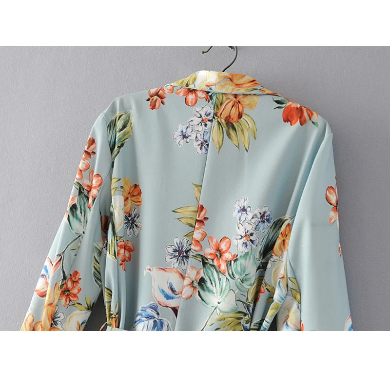 Women Blazer Bohemian Summer Outwear High Quality Printing Female Floral Vintage Ladies Coat For Lady Coat Female Blazer