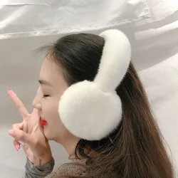 Winter Warm Rex Rabbit Fur Earmuffs Girl Fluffy Fur Earmuffs Ladies Plush Earmuffs Winter Warm Earmuffs Soft Earmuffs