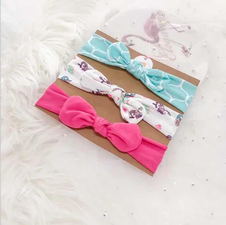 3Pc/Set Baby Headband For Girls Flower Rabbit Ear Baby Big Bows Turban Baby Hair Accessories For Children Girl Hairband - Цвет: 7