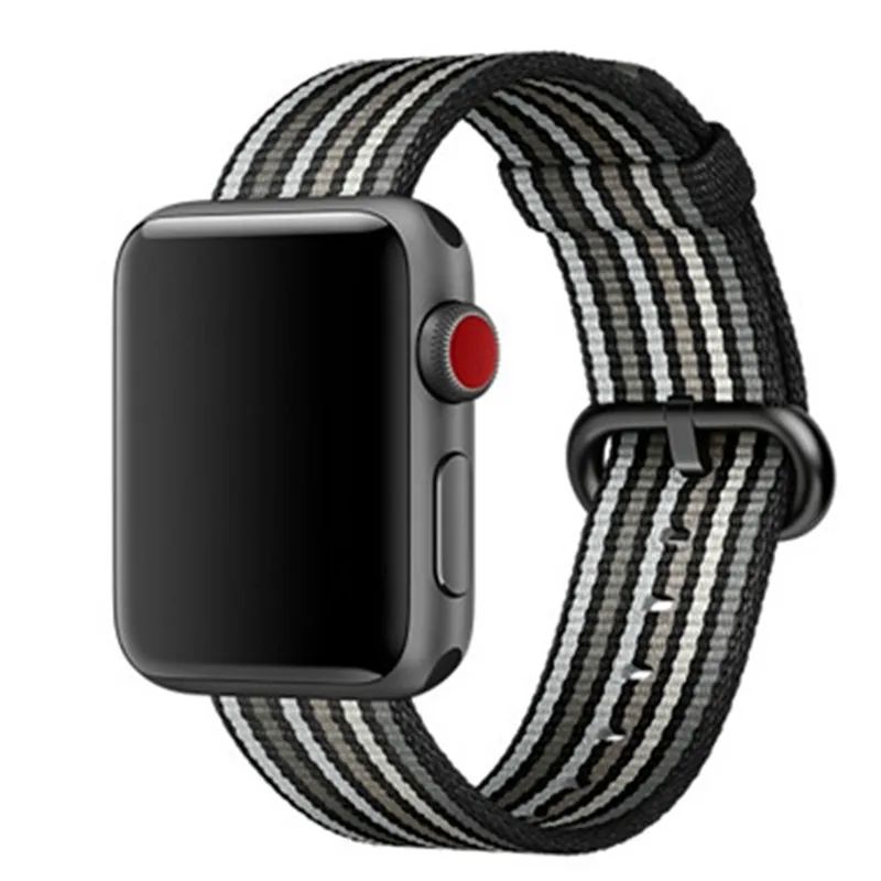 strip black Ремешок Nato для apple watch, ремешок для apple watch 5, 4, 3, ремешок 44 мм, 40 мм, iwatch, ремешок 42 мм, 38 мм, плетеный нейлоновый браслет pulseira correa - Цвет ремешка: strip black