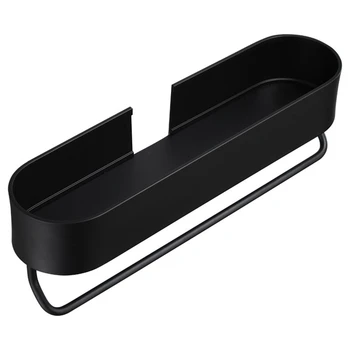 

Black Bathroom Shelf 30cm Kitchen Wall Shelves Shower Basket Storage Rack Towel Bar Robe Hooks Bathroom Accessories
