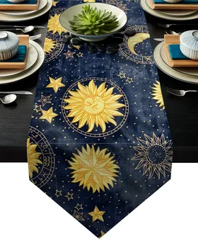 

Sun Moon Planet Universe Sky Table Runner Table Flag Home Party Decorative Tablecloth Table Runners for Wedding