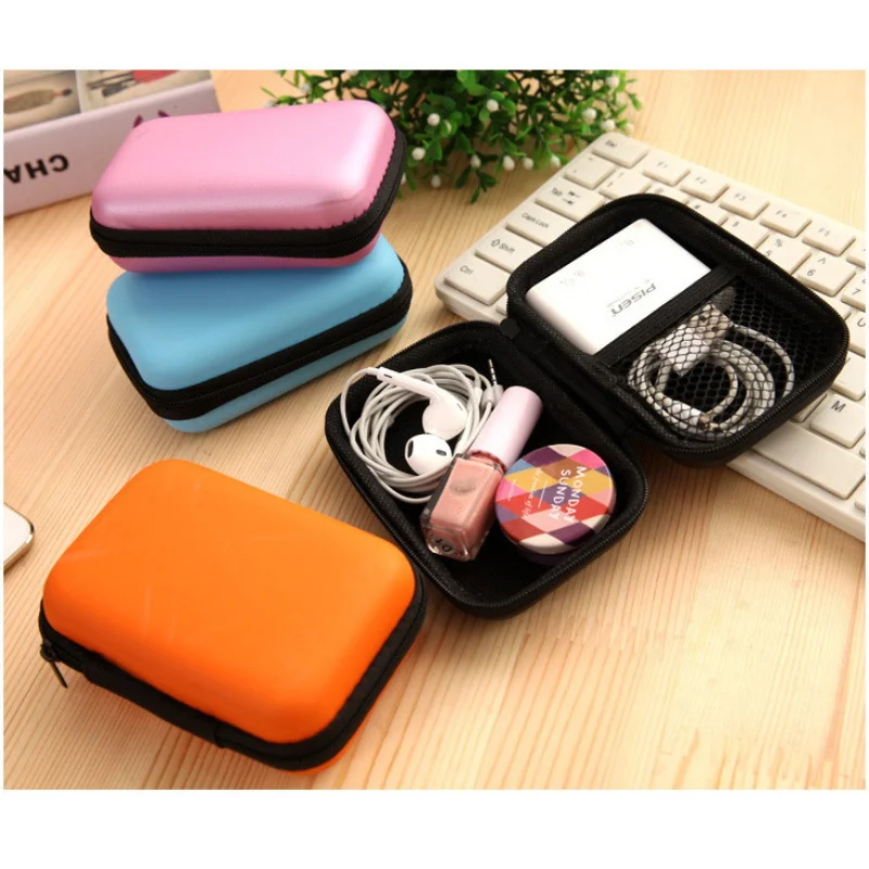 

Portable Case for Headphones Case Mini Zippered Round Storage Hard Bag Headset Box for Earphone Case SD TF Cards Zipper Bag