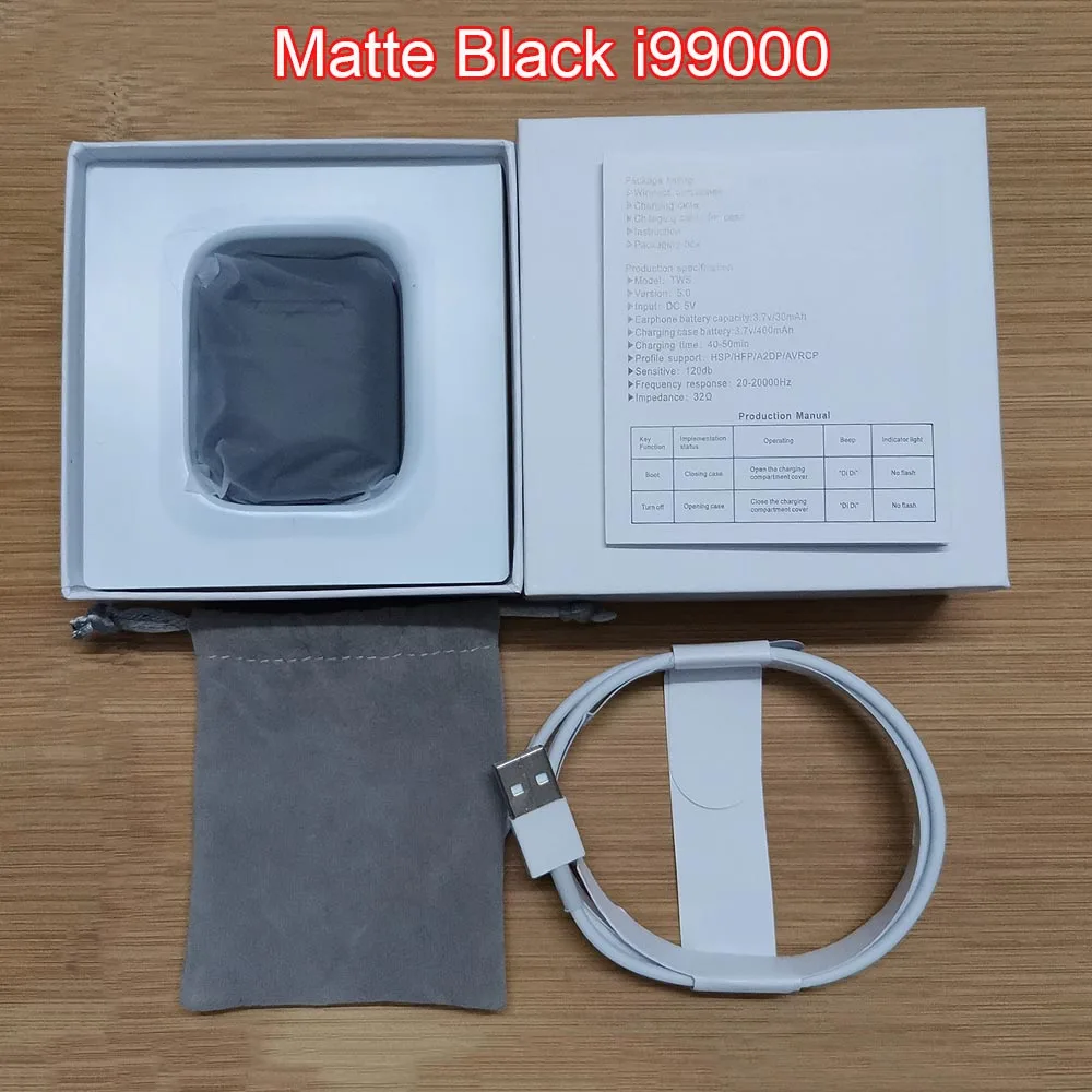 Black I99000 Tws Air 2 беспроводной Bluetooth наушники раздвижные регулятор громкости 8D Super Bass 1536D PK i12 i9000x i90000 Pro MAX TWS - Цвет: Black