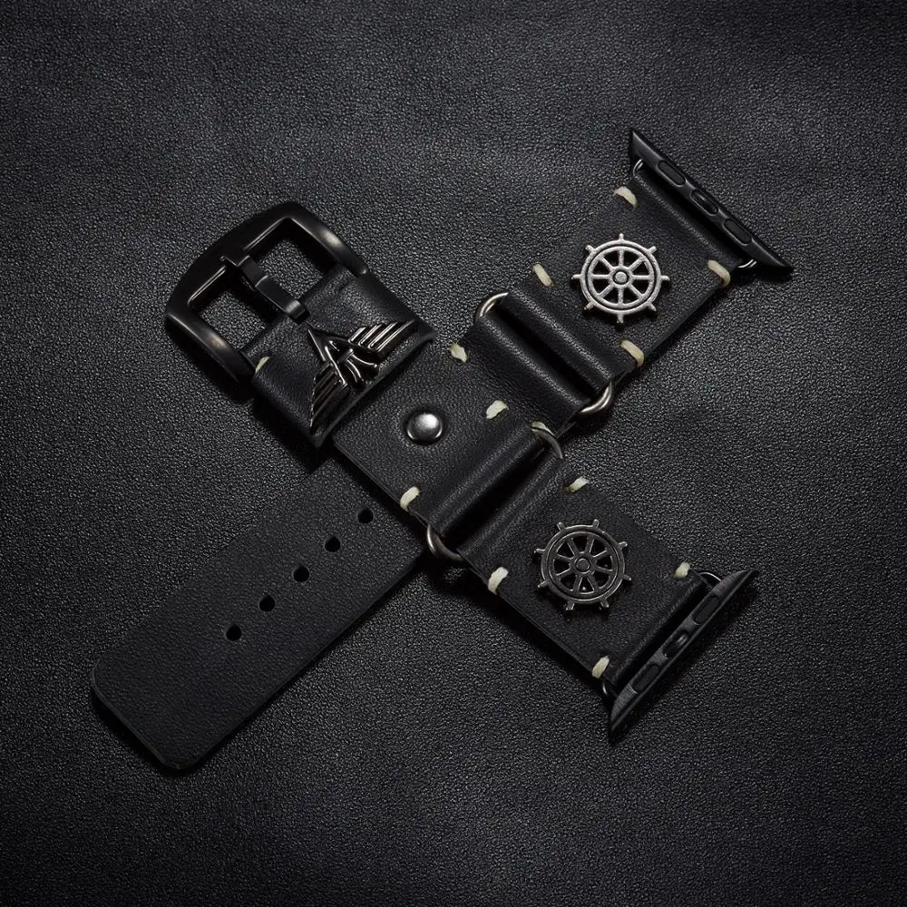 Color 3 Ремешок для Apple Watch 38 мм 42 мм 40 мм 44 мм, кожаный ремешок с заклепками для замены iWatch, браслет, браслет серии 5 4 3 2 1 - Цвет ремешка: Color 3