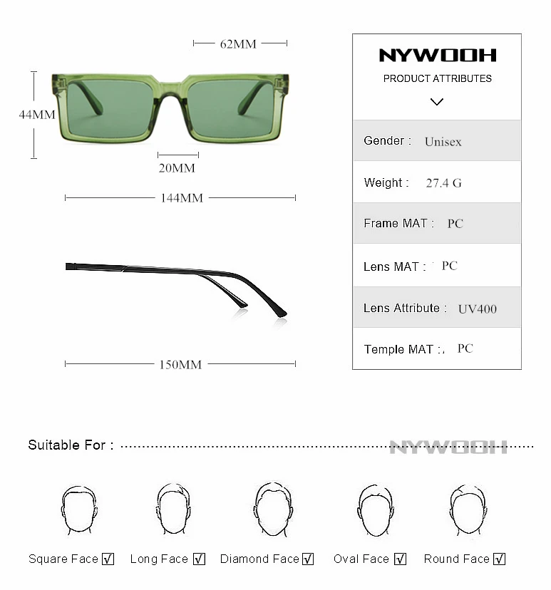 black sunglasses women NYWOOH 2021 Retro Square Sunglasses Women Small Vintage Sun Glasses for Woman Men Luxury Brand Green Black Eyewear UV400 round sunglasses women