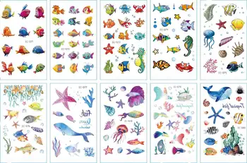 

10pcs Kids Temporary Tattoos Seabed Fish Children Fake Tattoo Sticker Tatto Waterproof Art Tatoo Hand Arm For Gril Women Men