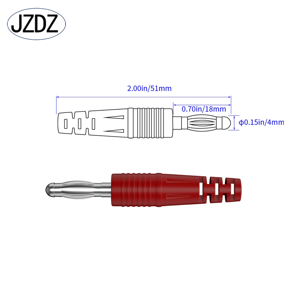 Jzdz 2Pcs Multi-Meter Test Leads Kabel Lijn Draad 100 Cm Dubbele Uiteinden 4Mm Banaan Plug Elektrische connector Diy Gereedschap J.70055