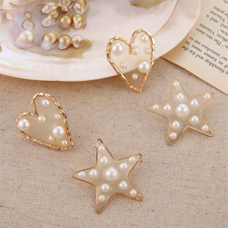 VKME, серьги для женщин, серьги, смола, жемчуг, любовь, пять звезд, дизайн, тренд, ювелирное изделие