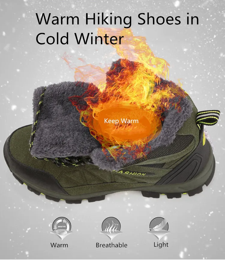 Водонепроницаемые женские ботинки для альпинизма; флисовые теплые зимние ботинки; замшевые походные ботинки средней высоты; нескользящие тактические ботинки