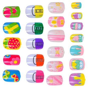 

96pcs False Nail Tips Cartoon Children Nail Sticker Nail Tips
