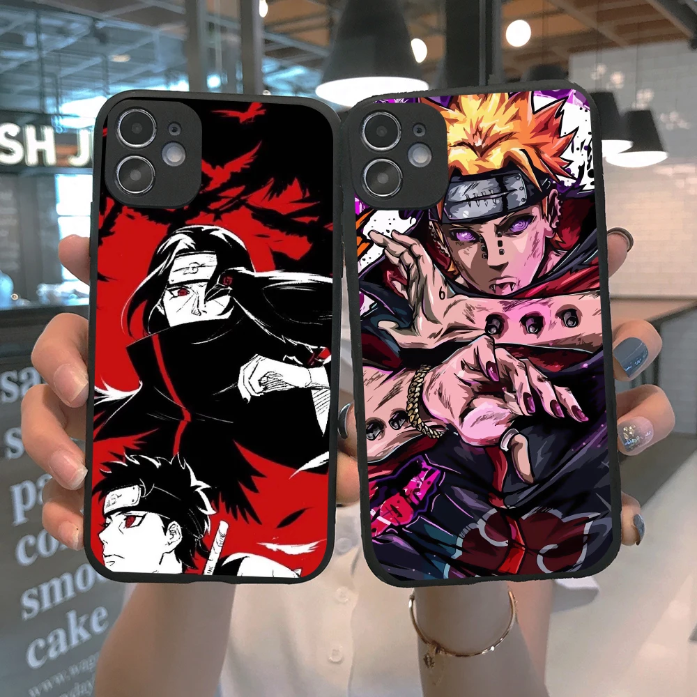 

PUNQZY Anime Naruto Itachi Black TPU Case For iphone 12 PRO MAX 6 7 8 plus 11 XR XS MAX SE2020 Sasuke Naruto Matte Soft TPU Case