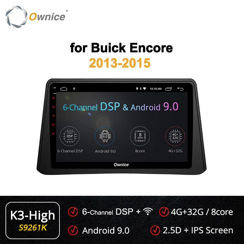 Ownice k3 k5 k6 для BUICK Encore 2013 Android 9,0 автомобильный Радио плеер DVD gps Navi 8 ядерный 4G LET 360 Panorama DSP SPDIF - Цвет: S9261 K3 HIGH