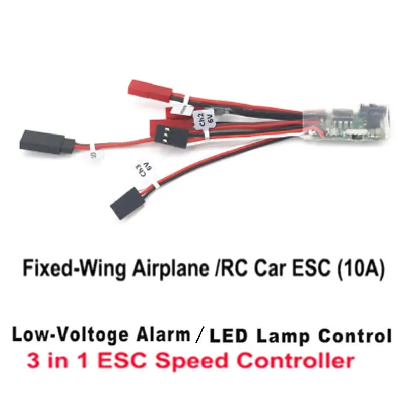 

10A Brushed ESC 2s/3s 12V Dual Way Speed Controller with Brake for RC Vehicle Ca