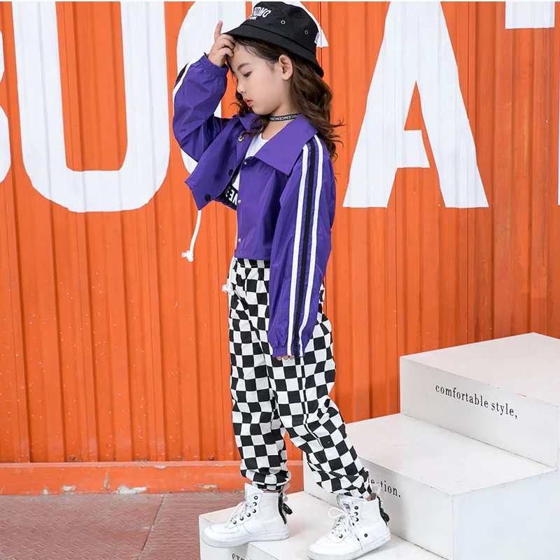 Girls Hip Hop Clothing Dance Costume For Kids Cropped Sweatshirt Jogger Pants Jazz Ballroom Dancing Streetwear Clothes SL1995