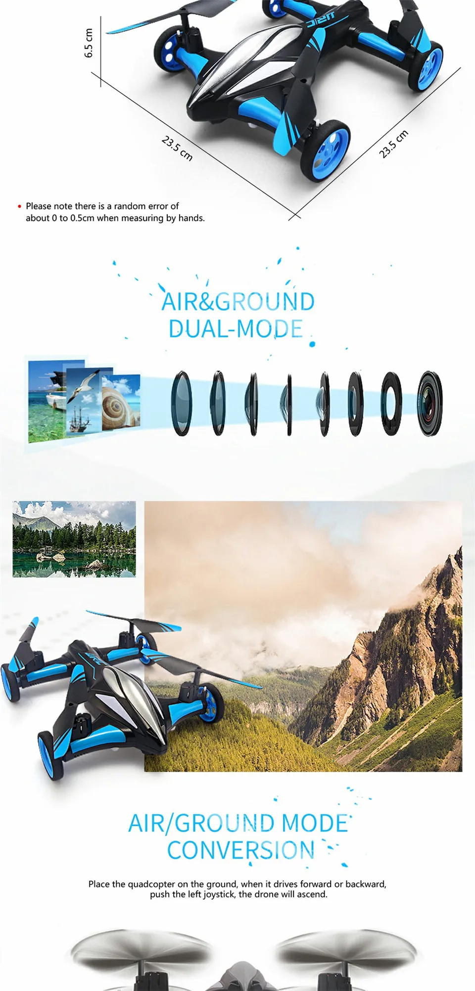 JJRC H23 2,4G RC трюк летающий автомобиль Дрон LandSky 2в1 6 осевой гироскоп НЛО Безголовый режим дистанционного управления Квадрокоптер RC вертолеты