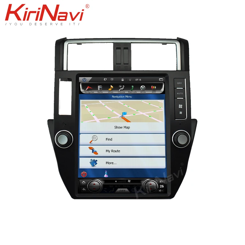 KiriNavi вертикальный экран Tesla style 12," Android 8,1 Автомобильная Радио gps навигация для Toyota Prado DVD Автомобильный плеер 4G 2010-2013