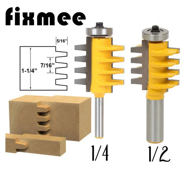  Rail Reversible Finger Joint Glue Router Bit Cone Tenon Woodwork Cutter Power Tools 1/2