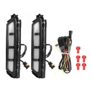 

12V 2PCS Dual Color White+Yellow Car LED Daytime Running Light DRL Fits for Hyundai Elantra 2019 Car Styling