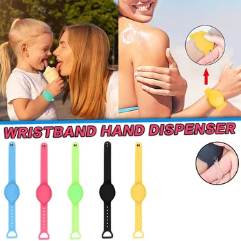 

Hand Sanitizer Dispensing Portable Bracelet Wristband Hand Dispenser 10ML With Beak Bottle Portable Cleaning Soap Dispensers