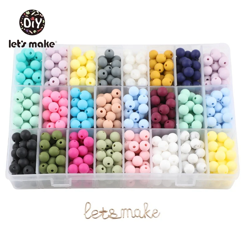 

Let's make 50pc Silicone Beads Teething Necklace Baby Teether BPA Free Nursing DIY Pacifier Chain 9mm Food Grade Silicone Beads