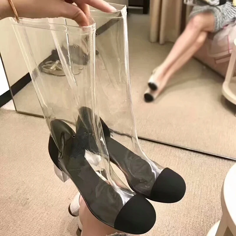

Women Boots Round Toe Slip On Design Woman Shoes Med Heel Chic Botas Short Booties Runway Star Shoe Women Sapato Feminino