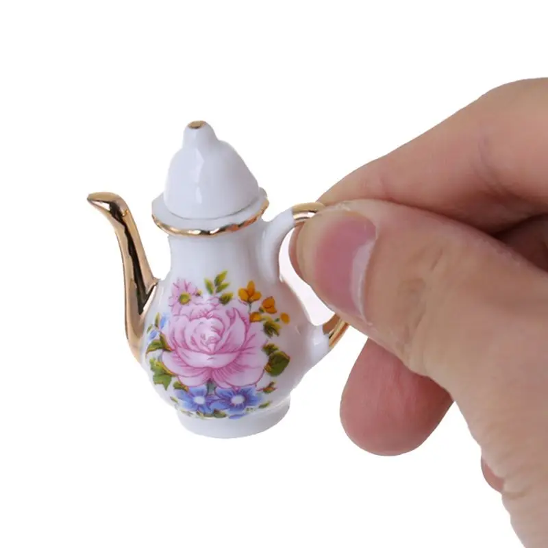 caralin Kids Baby Room Game Mini Ceramic Tea Set Model Simulation Doll House Decorative Accessories Ceramics Clamp Clip 