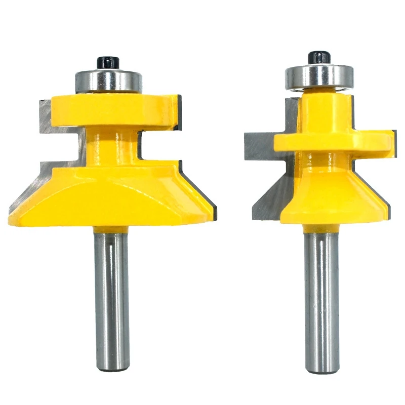 

ELEG-2Pcs 8mm Shank Matched Tongue & V Groove Floor Wood Router Bit with Ball Bearings Tungsten Carbide Cutters for Wood