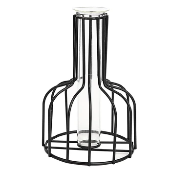 

Bedroom Plated Iron Vase Hydroponic Wedding Decor Cabinet Nordic Home Lantern-shaped Flower Pot Tabletop Stand Study Wall Mount