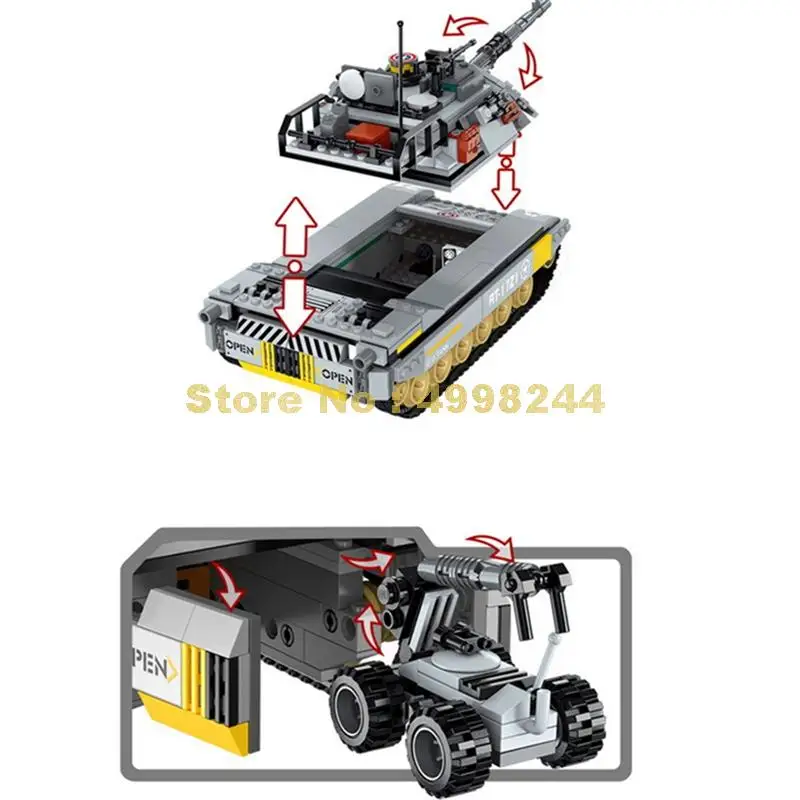 1721 482 Шт Военный танк, Обучающие строительные блоки, кирпичные игрушки