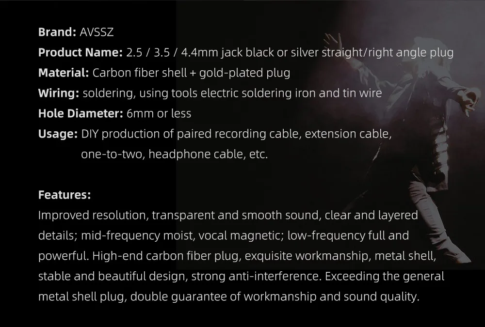 AVSSZ Carbon Fiber 3.5mm Jack Stereo Headphone Plug - Straight/Angle, 3/4/5 Poles, DIY Repair & Replacement (2.5mm, 4.4mm) Description Image.This Product Can Be Found With The Tag Names Computer Cables Connecting, Computer Peripherals, PC Hardware Cables Adapters, Straight angle plug