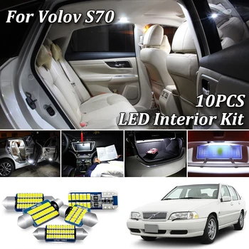 

10Pcs No Error White Canbus For Volvo S70 874 Sedan 1998 1999 2000 LED Interior Light + License Plate Lamp Kit