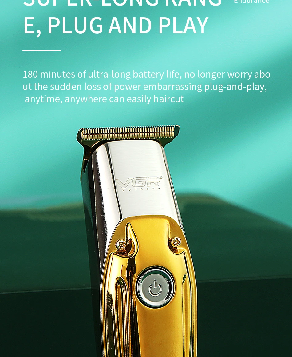 Aparador de Barba Aparador de Cabelo Corte de Cabelo à Prova Golden Hair Clipper Conjunto Profissional Recarregável Barbeiro Dwaterproof Água Vgr 10 corte de cabelo à prova dwaterproof água