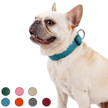 

Simple Solid Color Comfortable Cotton Rope Dog Collar Seven Colors Optional Durable Adjustable Pet Traction Supplies
