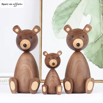

Bear Wood Ornaments Danmark Walnut Animal Figurines Bear Crafts Small Gifts Wooden Doll Ornament Decoration For Home
