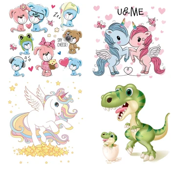 

Iron on Cute Unicorn Dinosaur Patch Transfers for Clothing Big Patches Application DIY T-shirt Heat Transfers Appliques Sticker