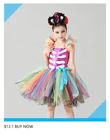 Day of the Dead Girl Skeleton Fancy Tutu Dress Halloween Dress Up Party Kids Baby Costume Funky Punk Bones Tutu Dress for Girls (5)_副本