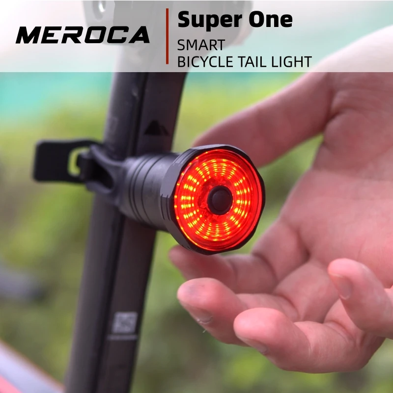 

MEROCA intelligent Bicycle Rear Light Auto Start/Stop Brake Sensing IPx6 Bike Taillight LED USB Charging Cycling Flashlight