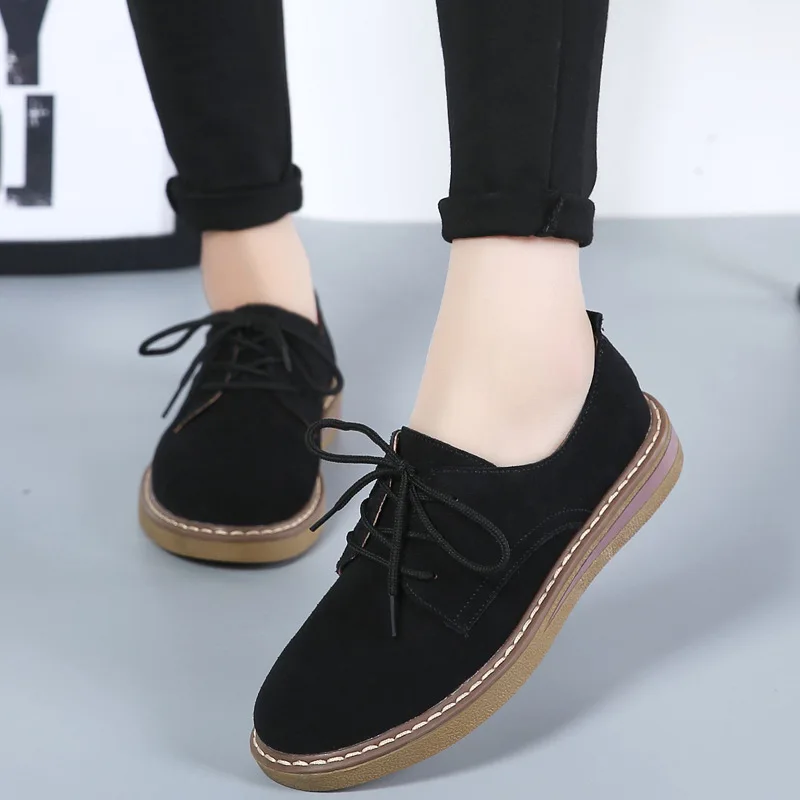 Women Loafers Flats Shoes Sneakers Leather Suede Lace Up Boat Shoes Round Toe Moccasins Oxford For Spring