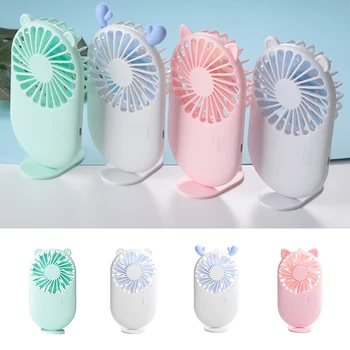 

1PCs Cute Portable Mini Fan Handheld USB Chargeable Desktop Fans 3 Mode Adjustable Summer Cooler For Outdoor Travel Office