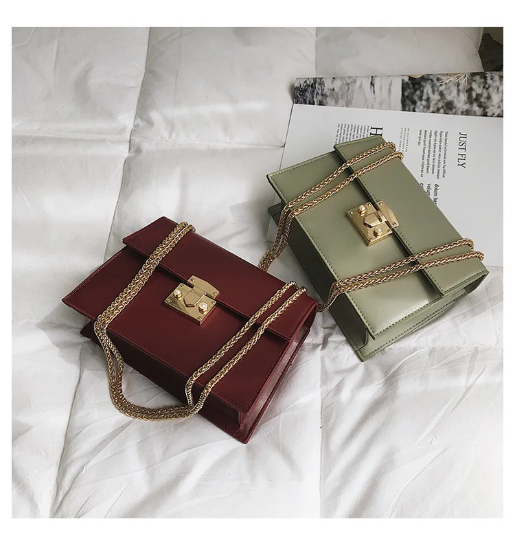 tide leisure bag pig nose solid color texture chain single shoulde