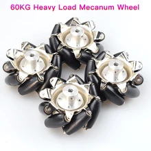 60KG 4pcs Heavy Load 3inch Steel Mecanum Wheel Universal Omnidirectional Wheel for Large Load Robot Handling, Transport Car Move